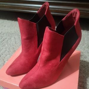 Women Red Suede Stiletto Boots